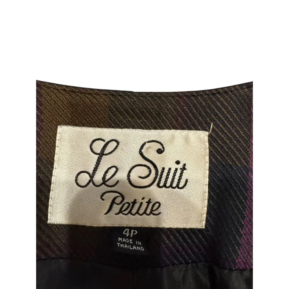 Le Suit‎ Plaid Blazer tartan purple plaid Size 4P